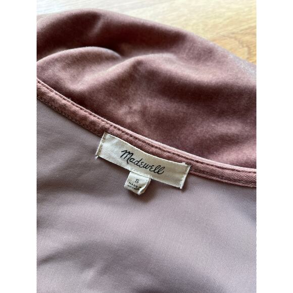 Madewell Pink Velvet Wrap Bodysuit Feminine Ballerina Size Small - Picture 8 of 10